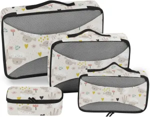 Travel Cubes 4 Set Luggage Cubes Packing Cubes Travel Packing Cube Cute Sheep Floral