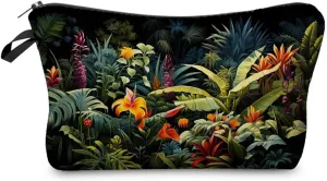 Tropical Rainforest Makeup Bag Small Organizer Bag Toiletry Zipper Pouch Rainforest Plants Cosmetic Bag Birthday Present for Rainforest Lovers Women Friends