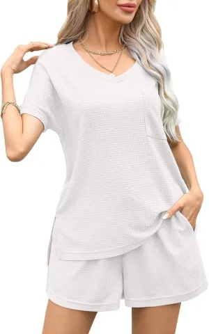 Two Piece Set For Women Summer Lounge Sets Tracksuit Outfits And Short Sleeve T-shirt Tops and Shorts