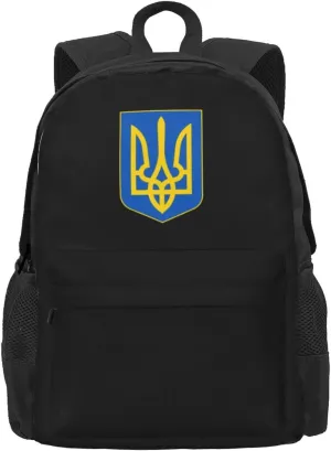 Ukrainian Coat Arms Laptop Backpack Unisex College Backpack Work Bag 17 Inch Daypack For Travel Weekender Business Hiking Sports Bookbag