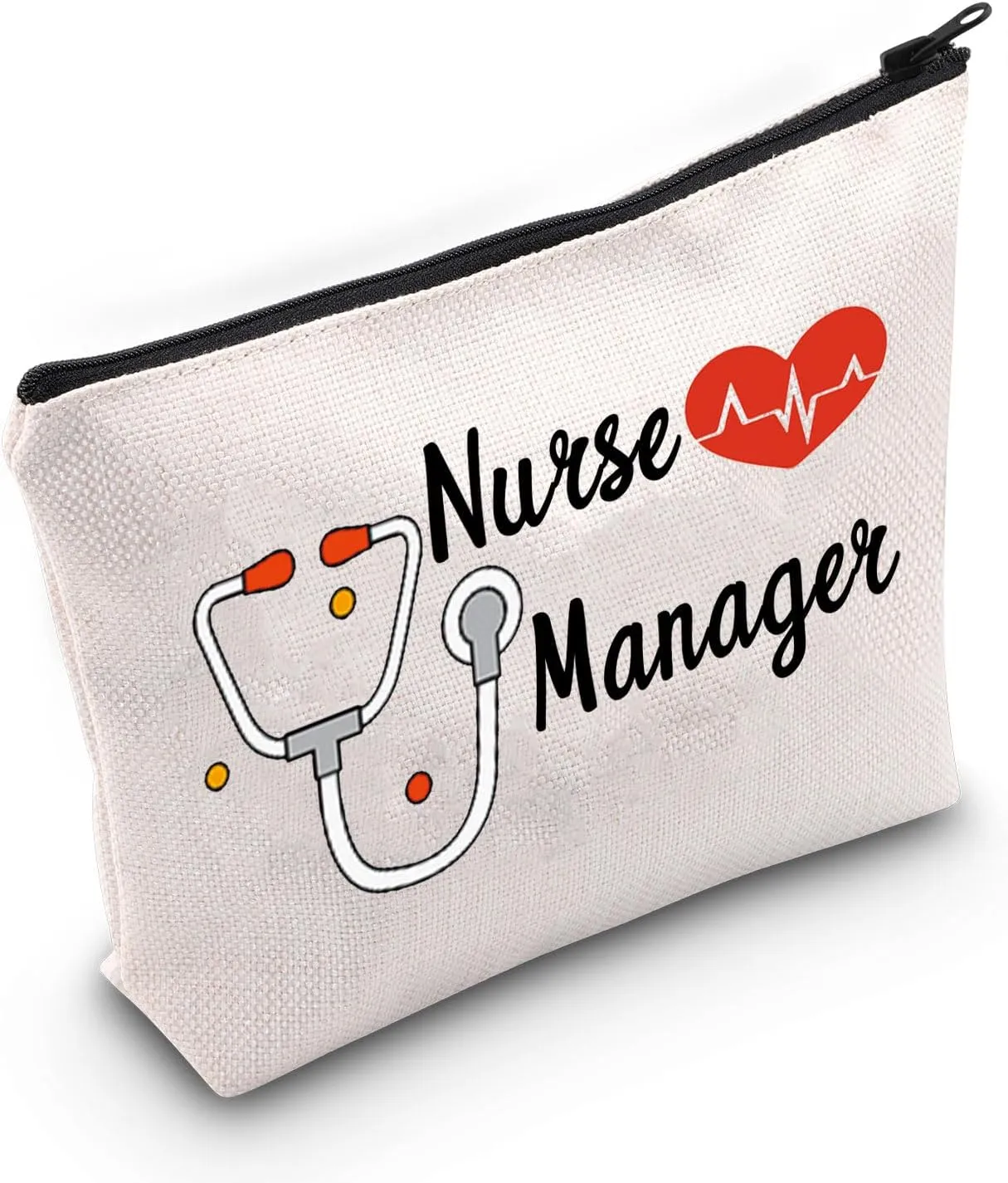 VAMSII Nurse Manager Gifts for Women Makeup Bag Thank You Gift For Nurse Manager Appreciation Gift Nurse Manager Travel Cosmetic Bag (Beige)