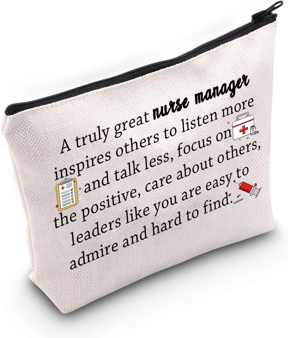 VAMSII Nurse Manager Gifts for Women Makeup Bag Thank You Gift For Nurse Manager Appreciation Gift Nurse Manager Travel Cosmetic Bag (Beige)
