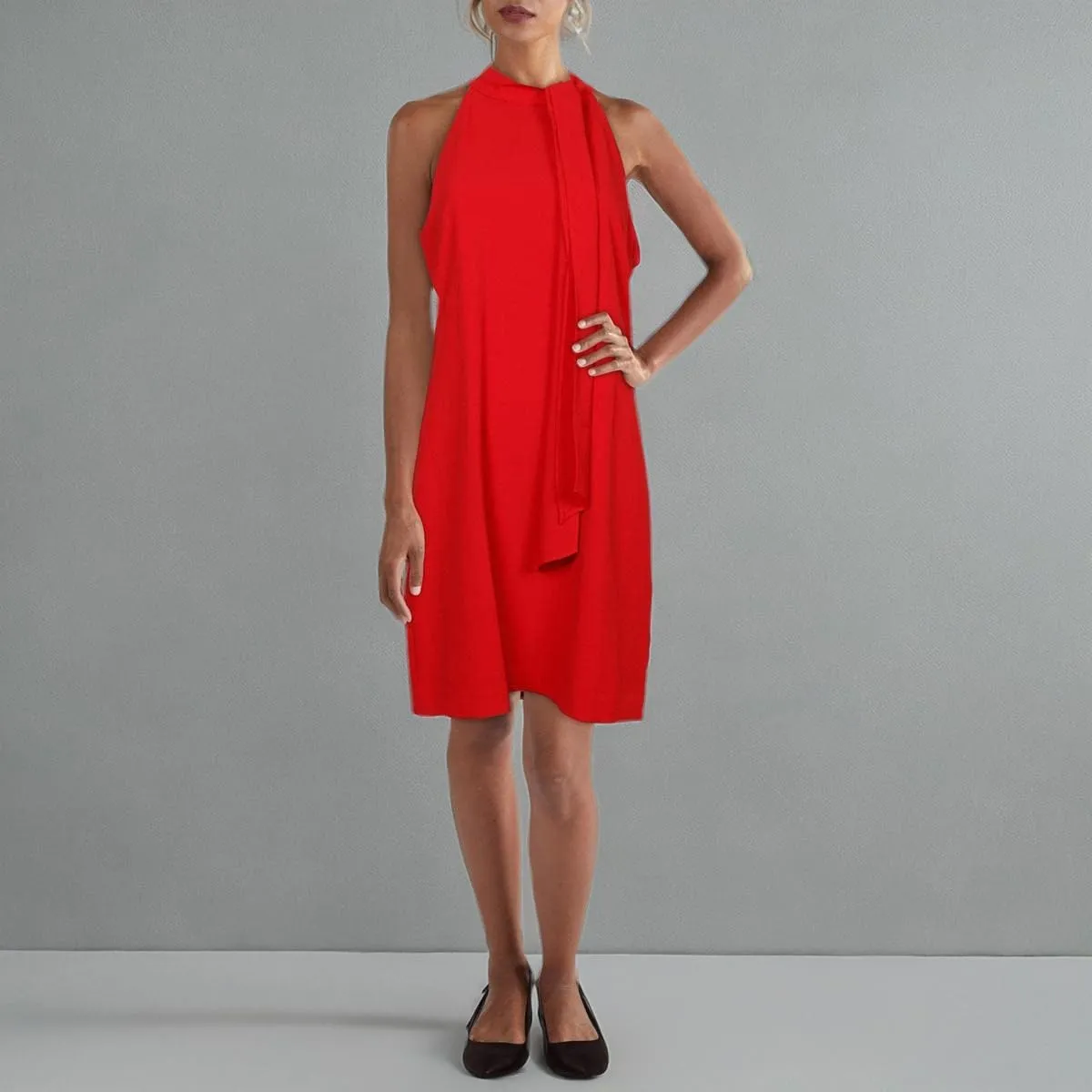 Vince Camuto Women's Sleeveless Halter Tie Neck Shift Mini Dress