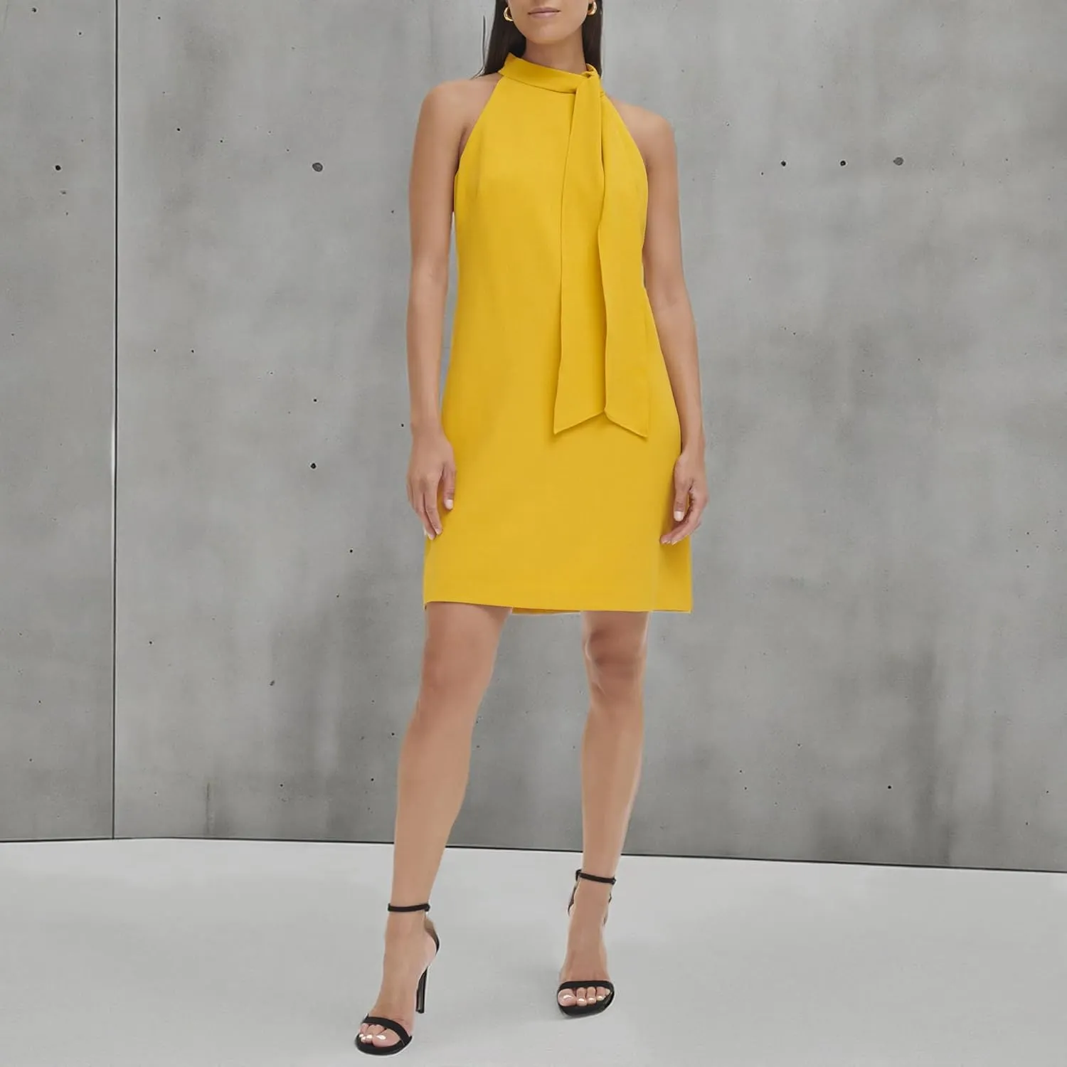 Vince Camuto Women's Sleeveless Halter Tie Neck Shift Mini Dress
