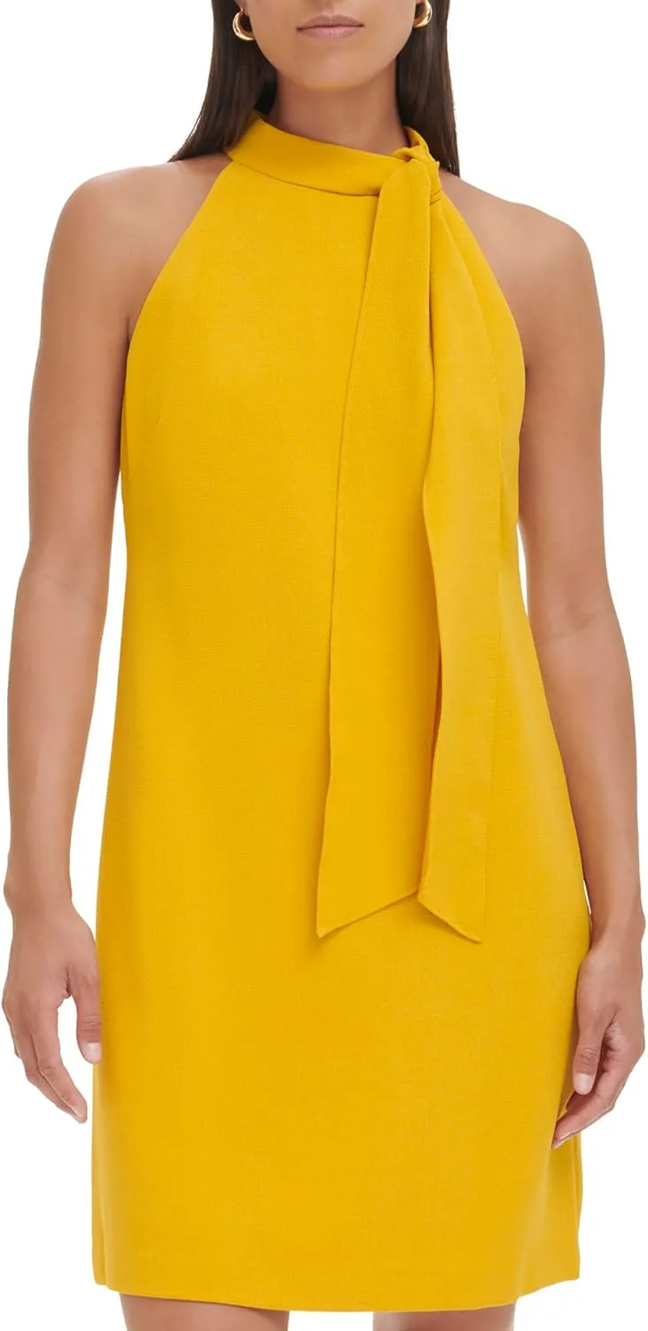 Vince Camuto Women's Sleeveless Halter Tie Neck Shift Mini Dress
