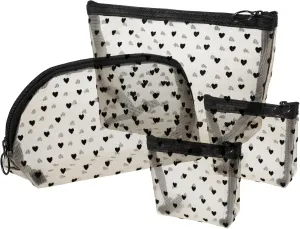 VOCOSTE 4pcs Heart Shape Print Mesh Makeup Bag, Makeup Bag Clear, Mesh Bags with Zipper, Clear Makeup Pouch Mesh Bags, Make Up Bags for Women, Beige