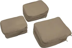 Waterproof Compression Packing Cubes 2/3/4 sets, Large Travel Packing organizers for Carry on Luggage, 2 Sides Expandable Storage Bags for Backpacking, Suitcases (Brownish, Pack 3(L M S))