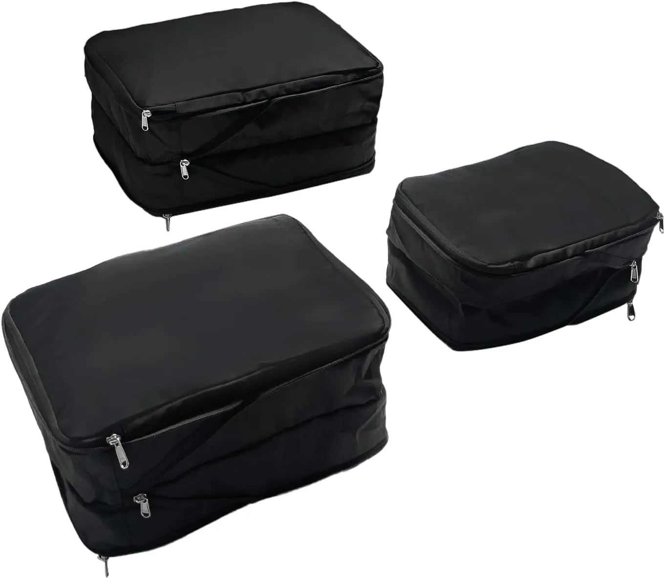 Waterproof Compression Packing Cubes 2/3/4 sets, Large Travel Packing organizers for Carry on Luggage, 2 Sides Expandable Storage Bags for Backpacking, Suitcases