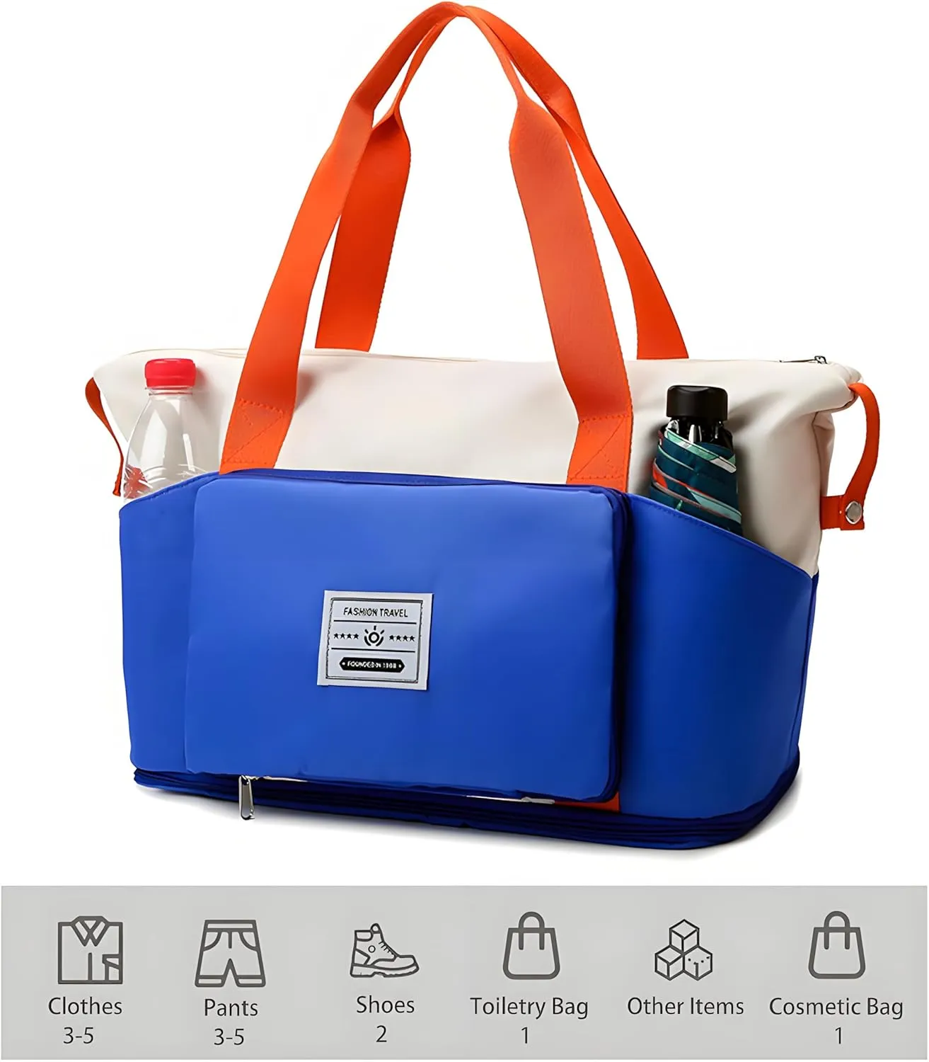 Weekender Bag, Travel Duffel Bag Carry On Overnight Bag with Shoe Compartment,Dry Wet Separation Exercise Portable Shoulder Bag Yoga Fitness Bag Large Capacity Travel Bag Foldable Expansion