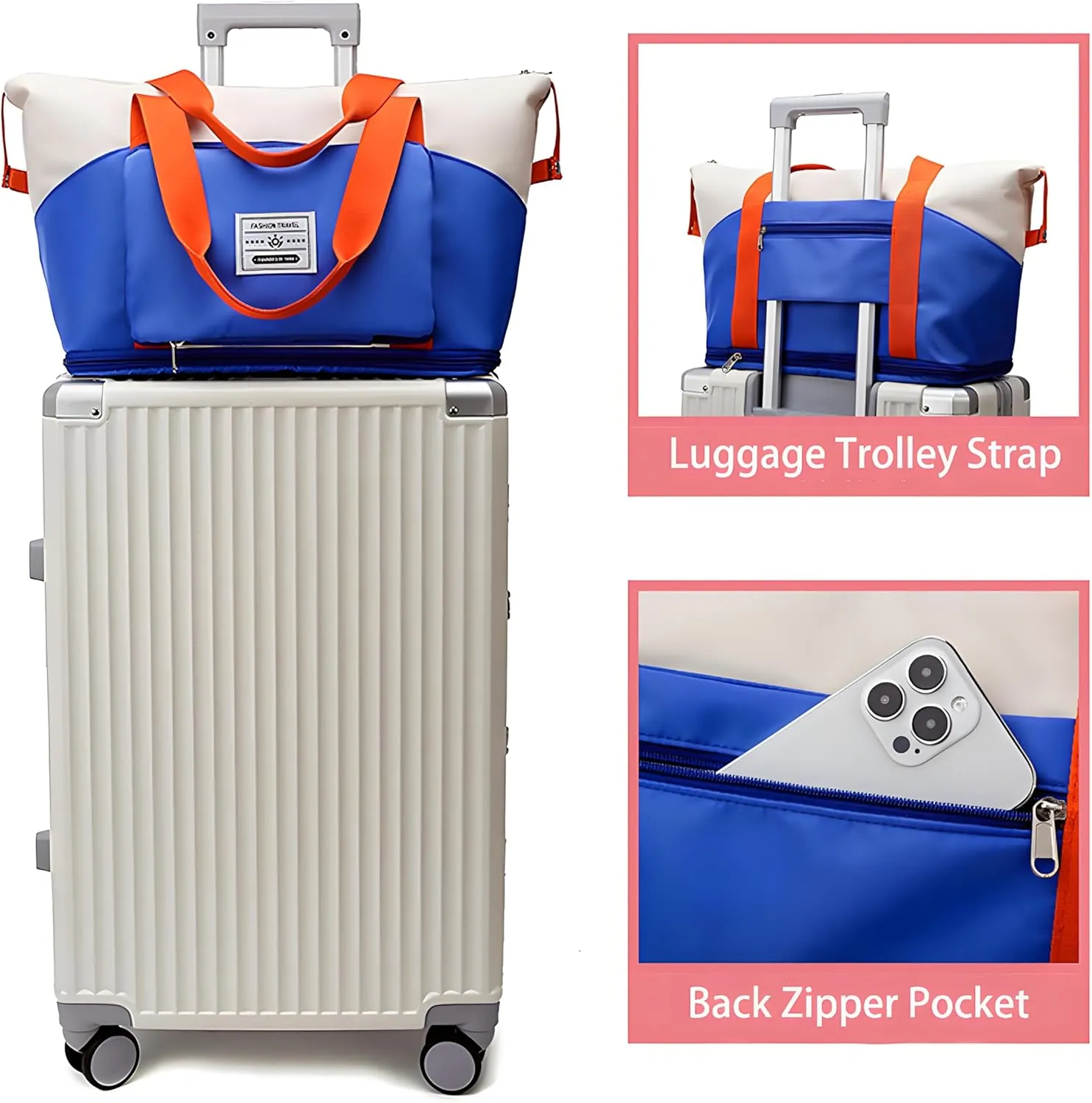 Weekender Bag, Travel Duffel Bag Carry On Overnight Bag with Shoe Compartment,Dry Wet Separation Exercise Portable Shoulder Bag Yoga Fitness Bag Large Capacity Travel Bag Foldable Expansion