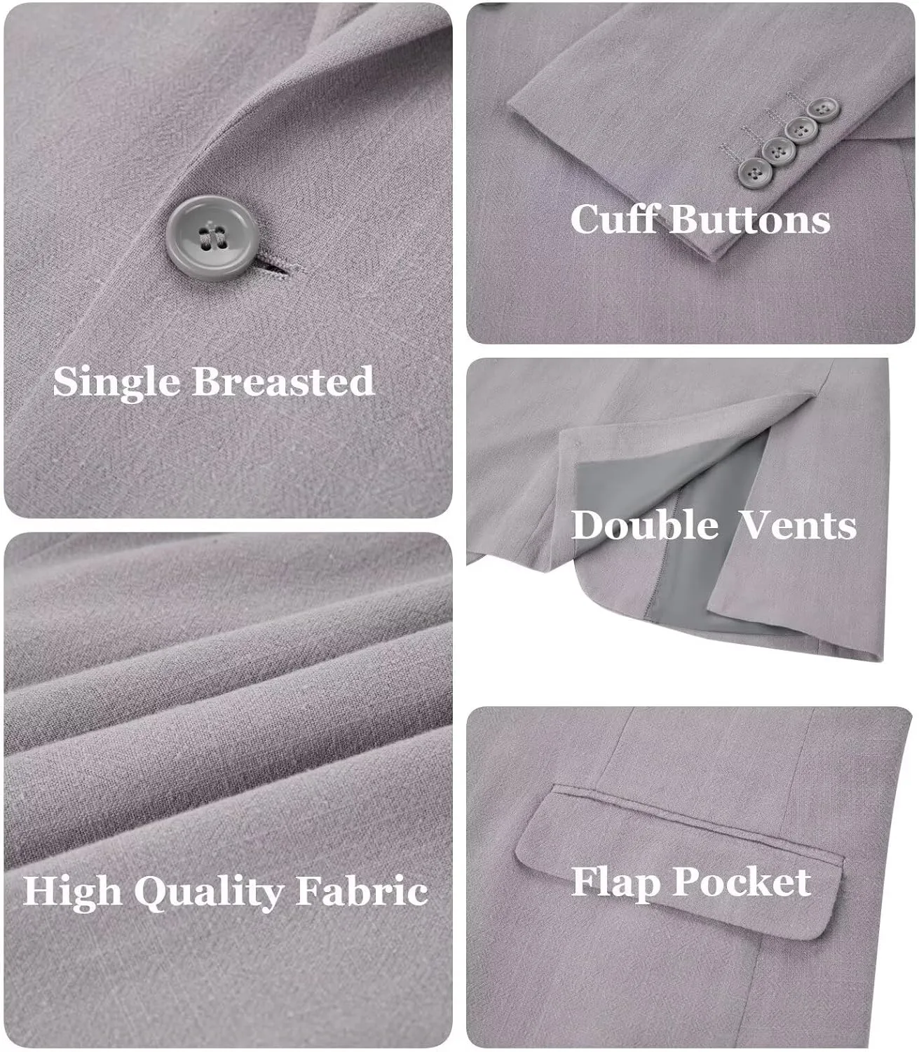Wehilion Men's 2 Piece Linen Suits Slim Fit Casual Summer Beach Wedding Dress Tux Prom Lightweight Blazer Jacket and Pants