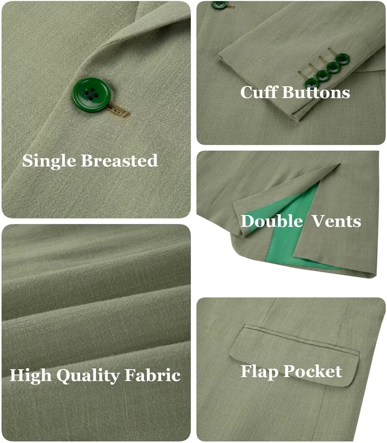 Wehilion Men's 2 Piece Linen Suits Slim Fit Casual Summer Beach Wedding Dress Tux Prom Lightweight Blazer Jacket and Pants