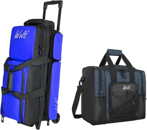 WOLT 3 Ball Bowling Bags with Wheels,Bowling Ball Bag for Single Ball - Bowling Ball Tote Bag with Padded Ball Holder,