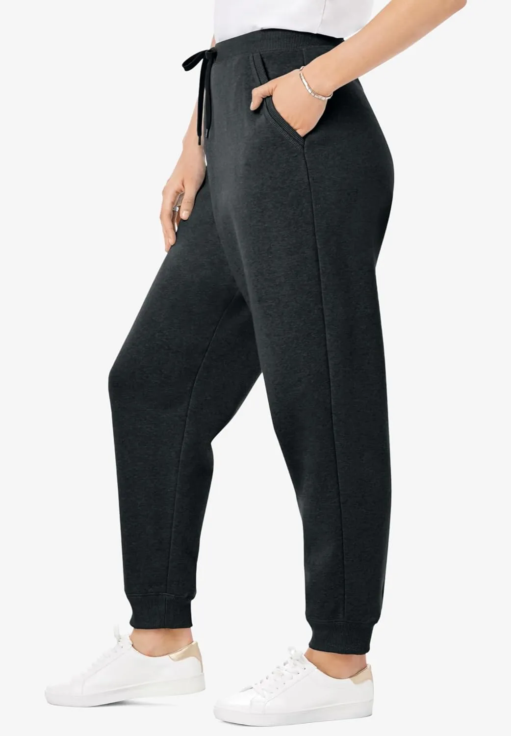 Woman Within Plus Size Better Fleece Jogger Sweatpant
