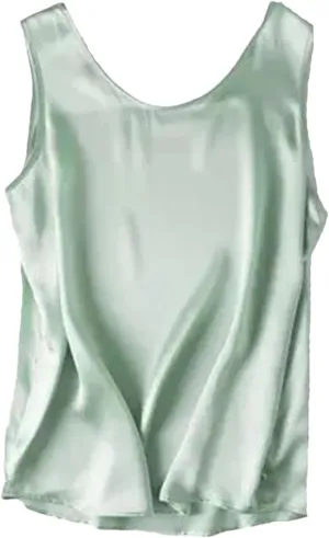 Women Basic Tanks Silk O-Neck Sleeveless Tshirt Summer Solid Vests