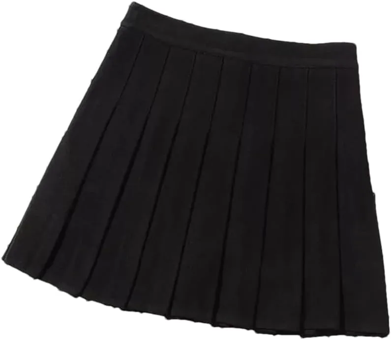 Women Fashion School Uniform Mini Pleated Skirts Stretch High Waist A-Line Skater Skirt