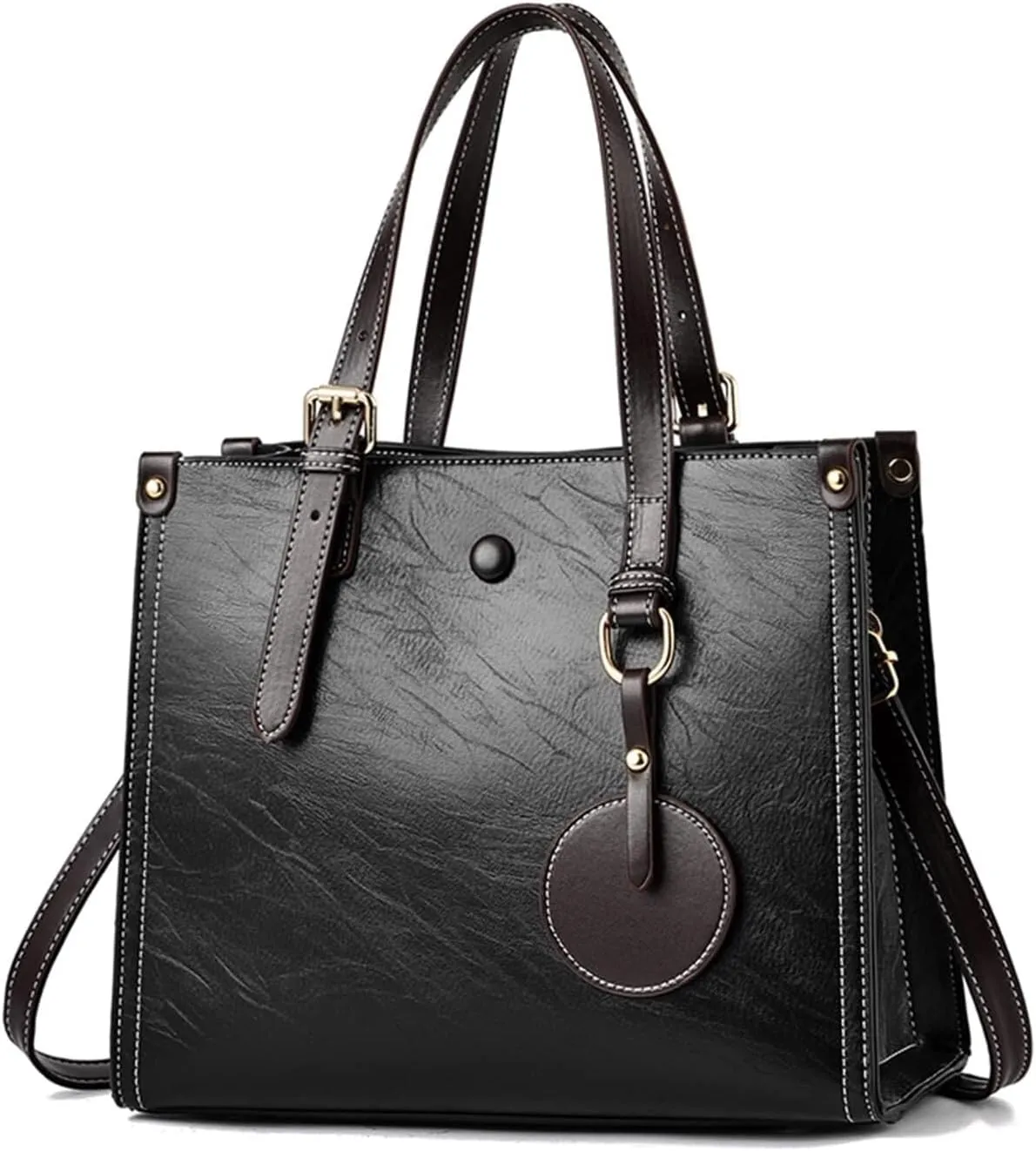 Women Handbag Tote Top Handle PU Leather Shoulder Satchel with Adjustable Shoulder Strap Crossbody Messenger
