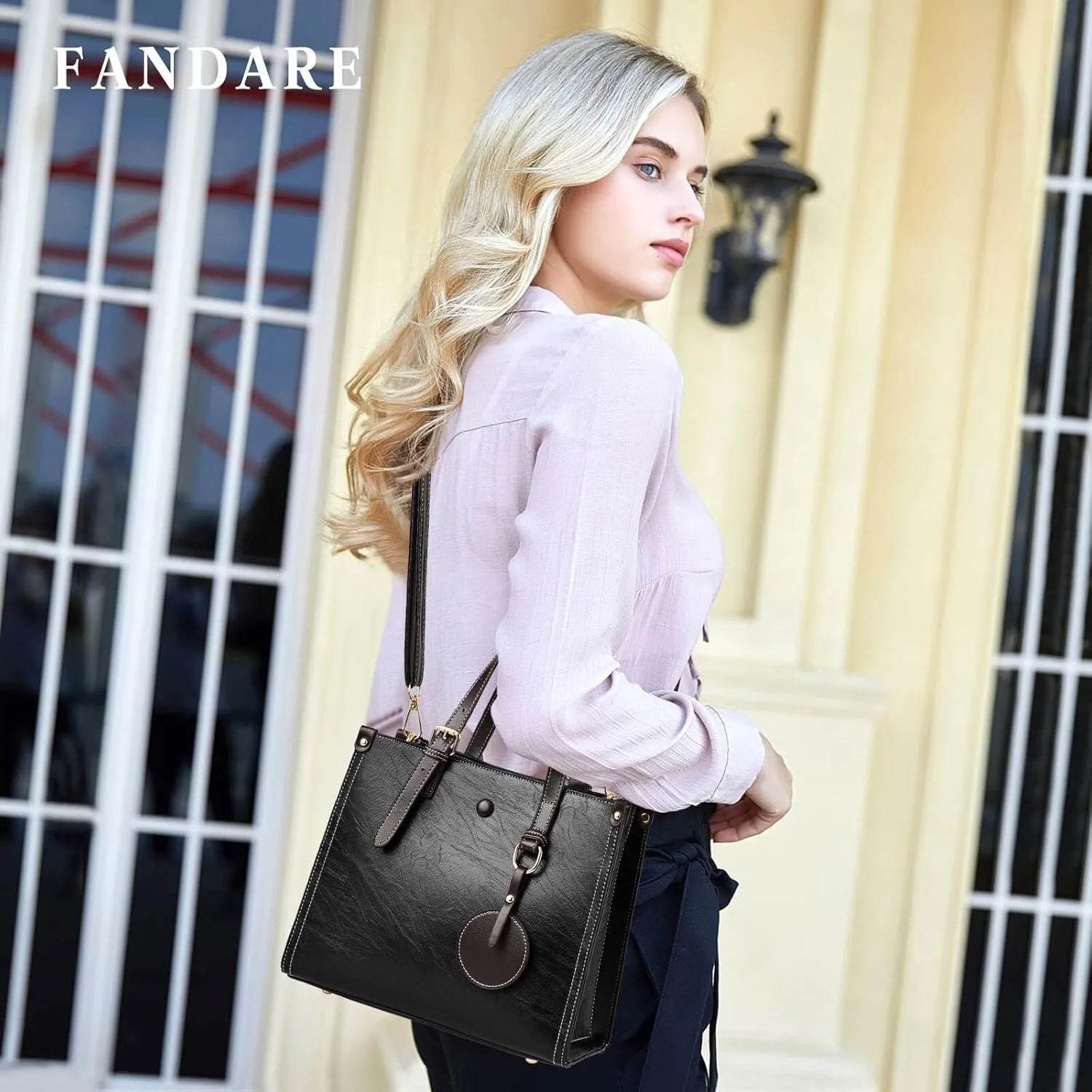 Women Handbag Tote Top Handle PU Leather Shoulder Satchel with Adjustable Shoulder Strap Crossbody Messenger