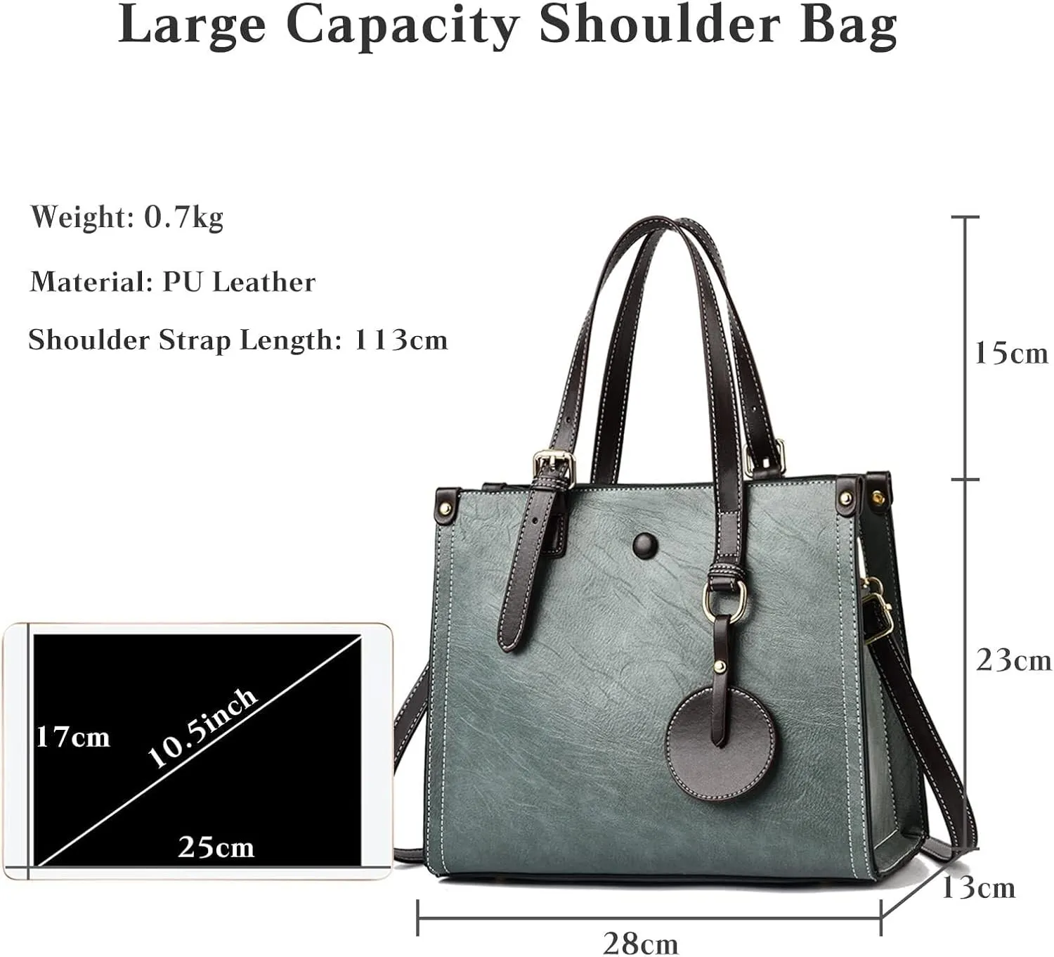 Women Handbag Tote Top Handle PU Leather Shoulder Satchel with Adjustable Shoulder Strap Crossbody Messenger