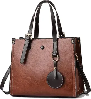 Women Handbag Tote Top Handle PU Leather Shoulder Satchel with Adjustable Shoulder Strap Crossbody Messenger