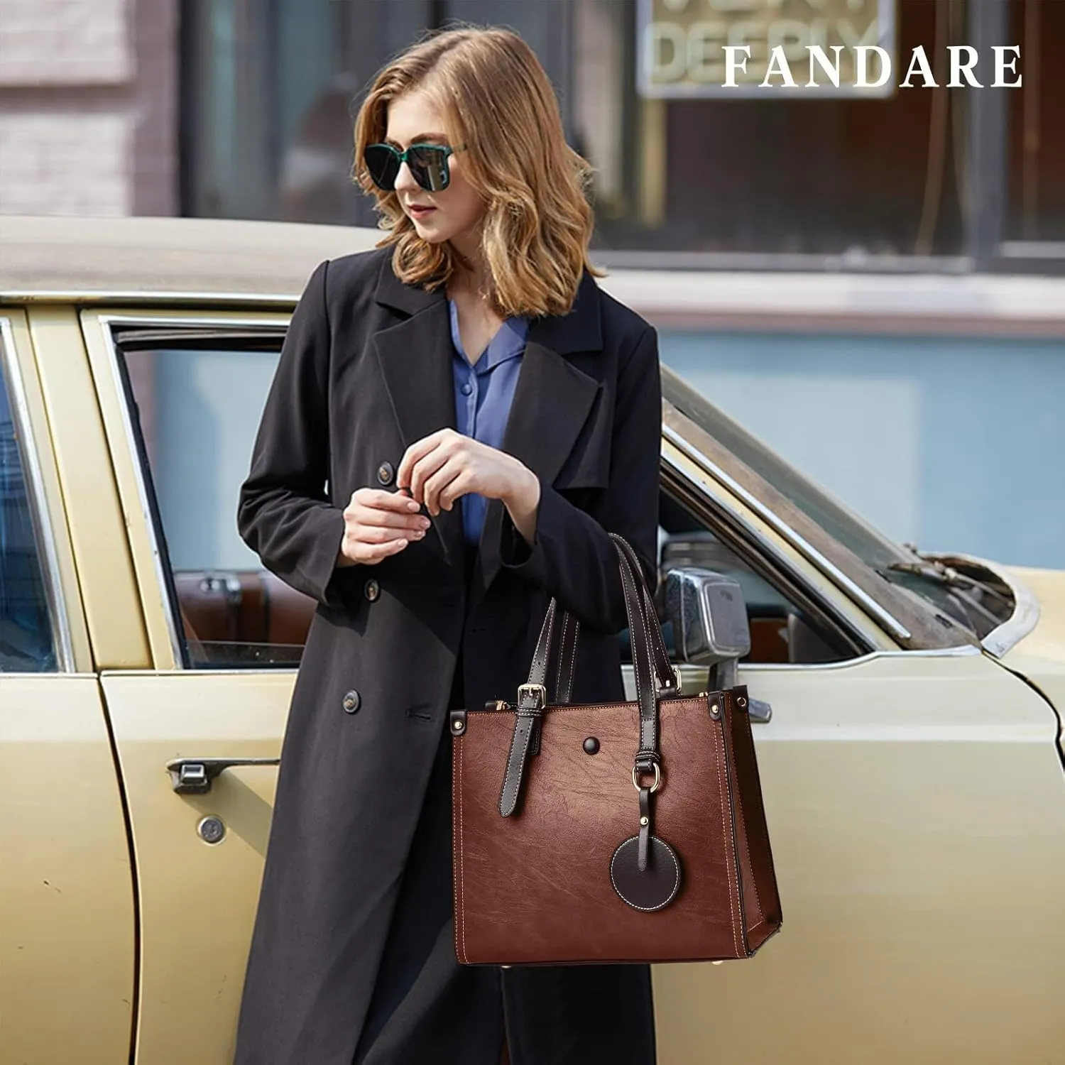 Women Handbag Tote Top Handle PU Leather Shoulder Satchel with Adjustable Shoulder Strap Crossbody Messenger