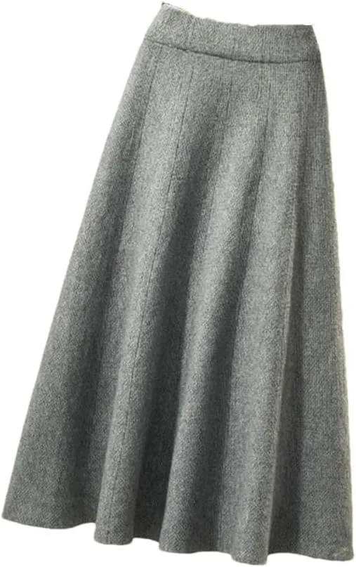 Women Knitted Midi Skirt Women High Waist Pleated Skirts Slim A Line Skirt Casual Solid Skirt