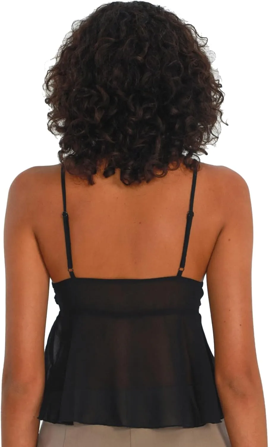 Women Lace Cami See Through Open Back Front Tie Tank Top V Neck Spaghetti Strap Camisole Y2k Summer Going Out Tops