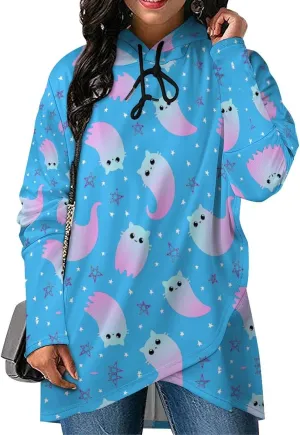 Women Long Sleeves Cape Style Cute Elves Sweatshirts Decked Funny Athletes