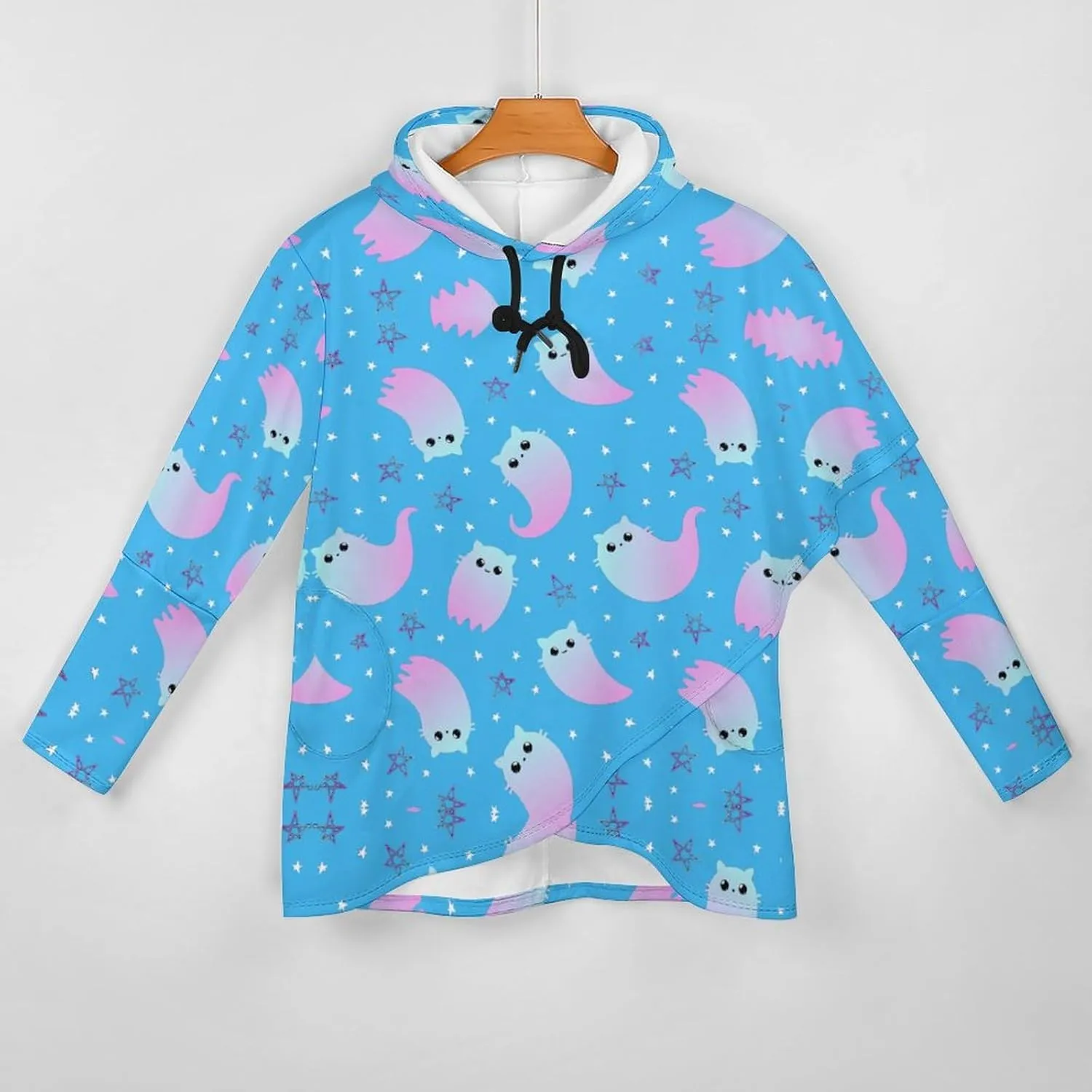 Women Long Sleeves Cape Style Cute Elves Sweatshirts Decked Funny Athletes