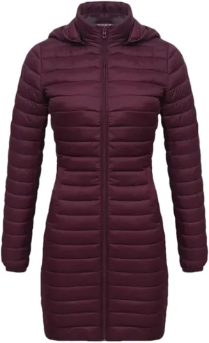 Women Long Warm Parka Coat With Hood Winter Outdoor Padded Cotton Clothes Portable Outwear With Bag