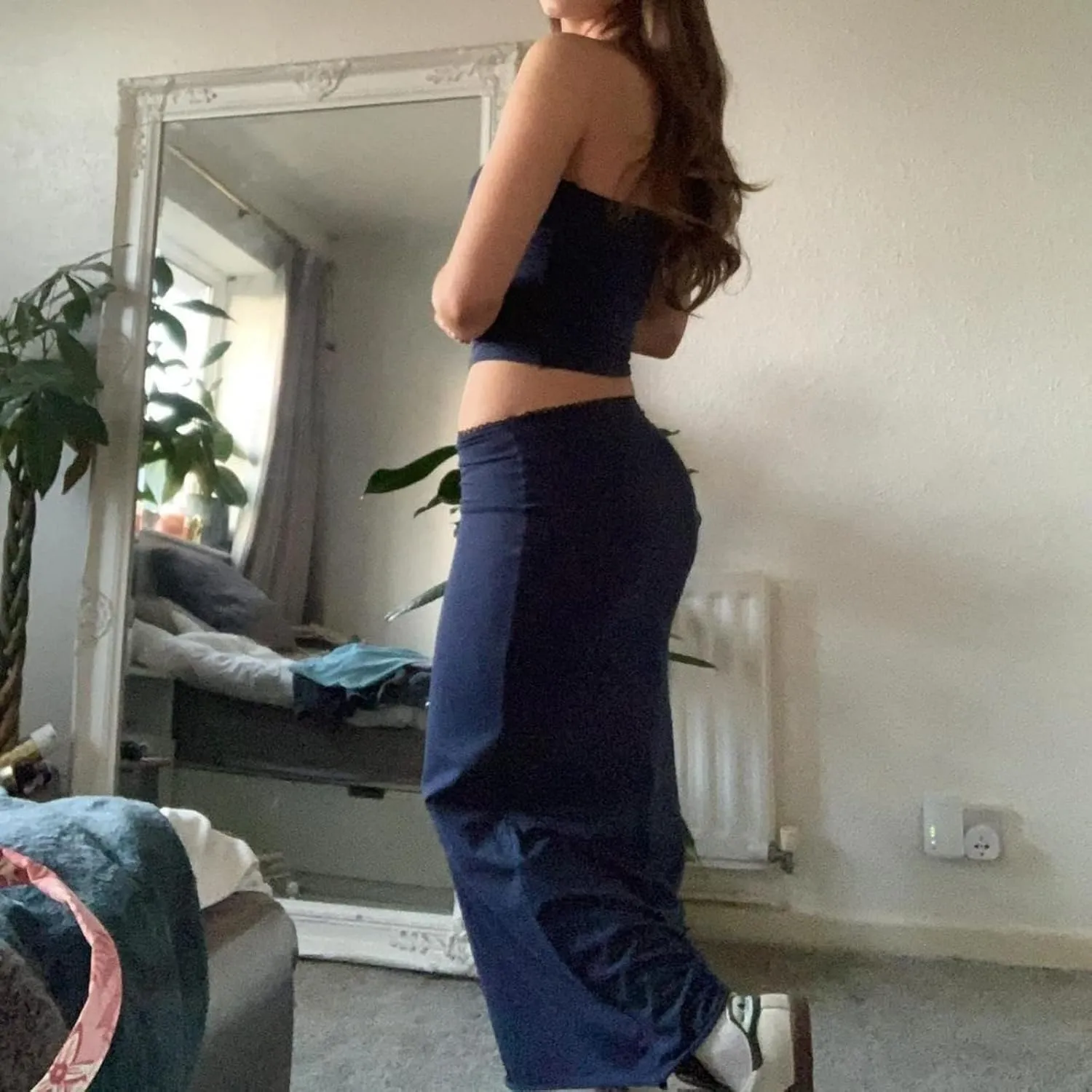 Women Sexy 2 Piece Outfits Sleeveless Strapless Tube Tops Fishtail Maxi Skirts Suits Y2K Long Skirt Sets Streetwear