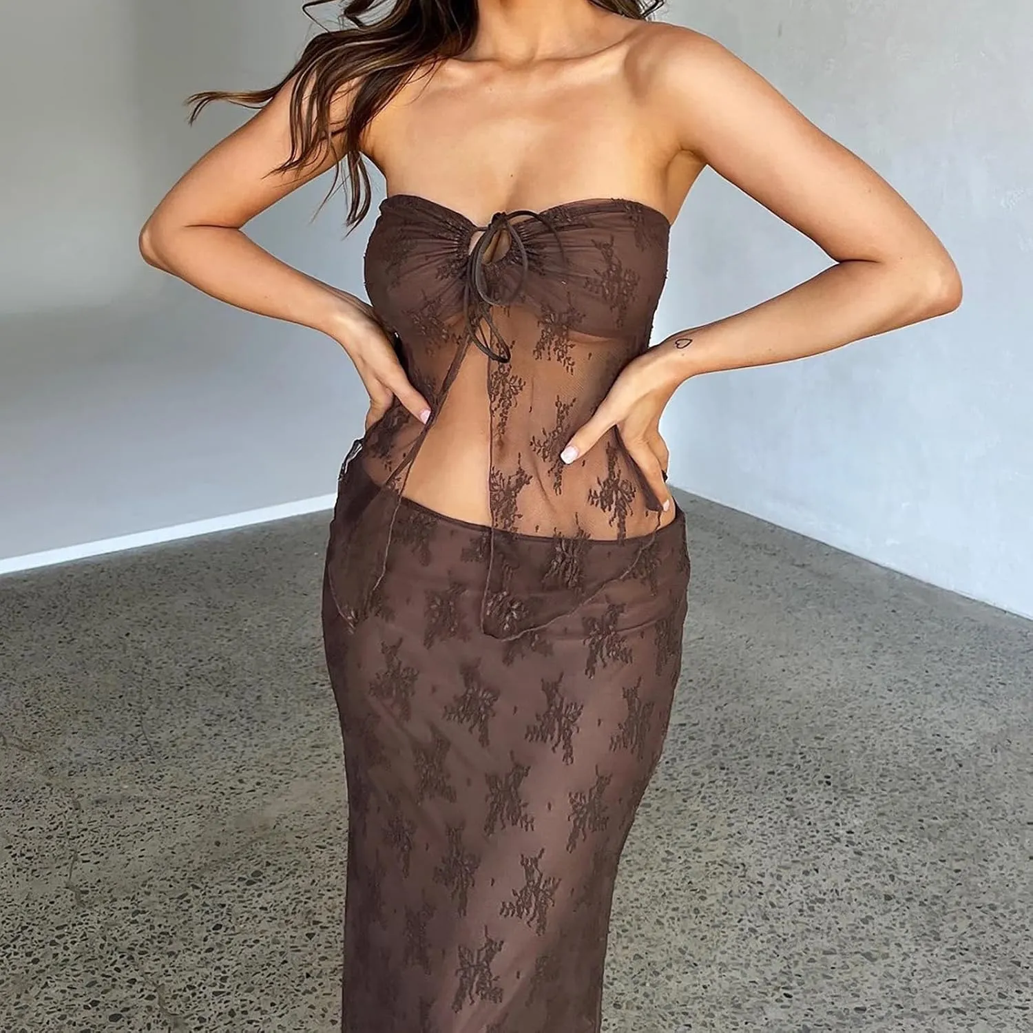 Women Sexy 2 Piece Outfits Sleeveless Strapless Tube Tops Fishtail Maxi Skirts Suits Y2K Long Skirt Sets Streetwear