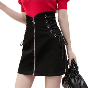Women Summer Fashion High Waisted Mini Skirt Casual Sexy Black Denim Skirts
