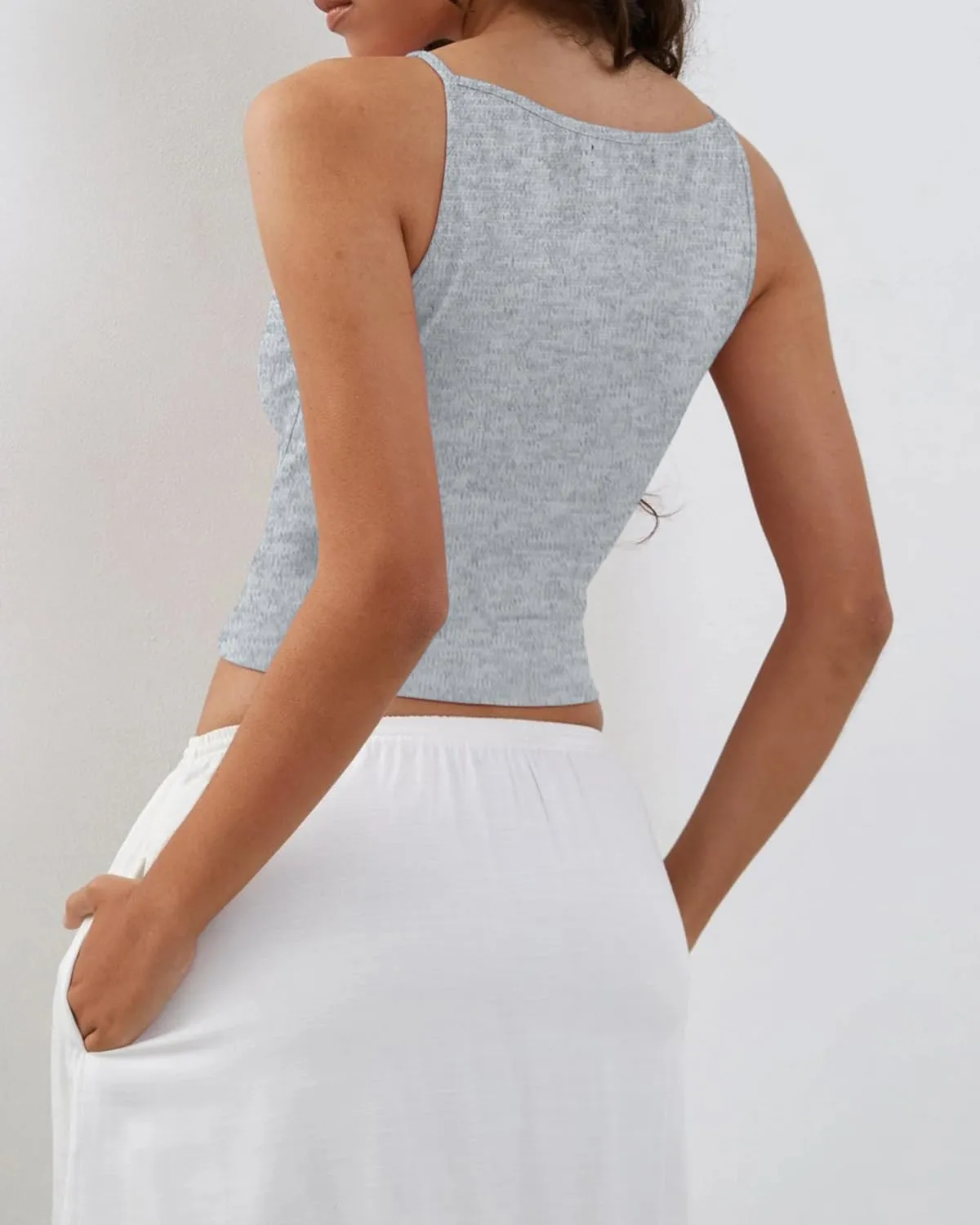 Women Y2k Floral Print Spaghetti Strap Crop Tank Tops Cute Boat Neck Tight Fitted Sleeveless Camisole Going Out