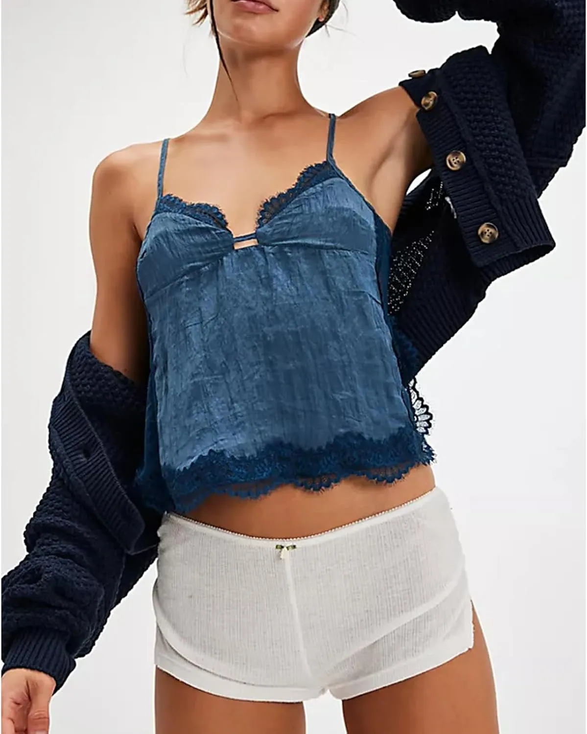 Women Y2K Retro Lace Cami Tops Sexy Backless Spaghetti Strap Low Cut Tanks Sheer Floral Lace Going Out Tops Summer