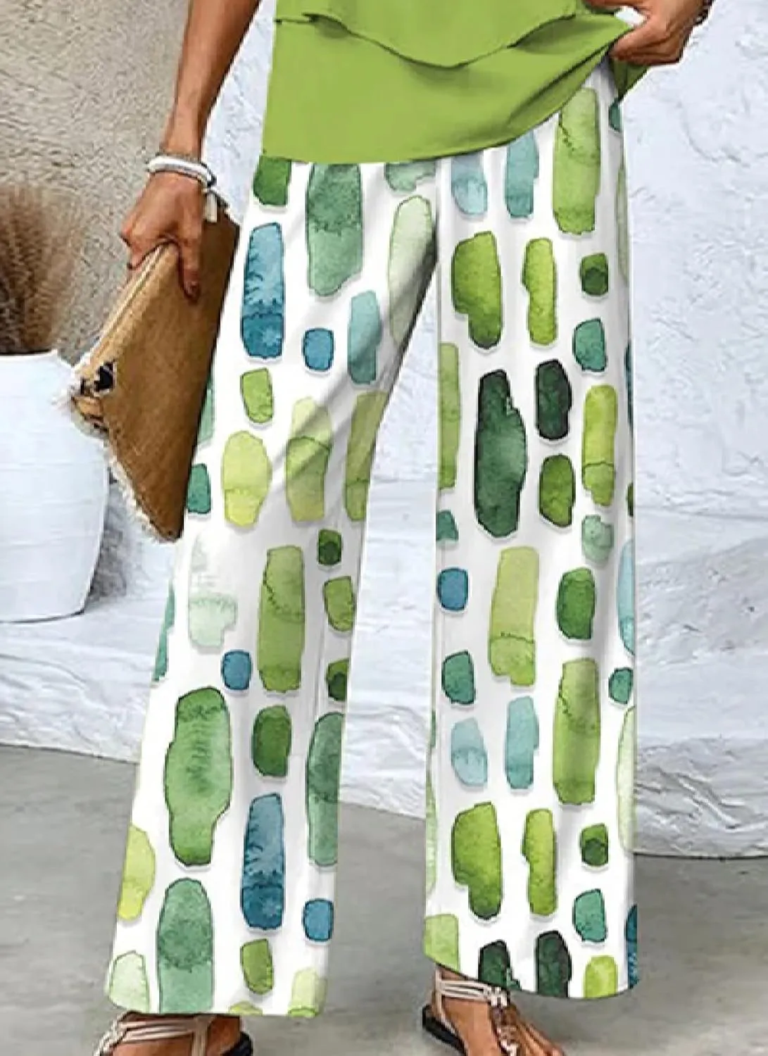 Women's 2 Piece Sets 2025 Spring Summer Outfits Sleeveless Print Wide Leg Pants Sweat Sets Trendy Lounge Tracksuits