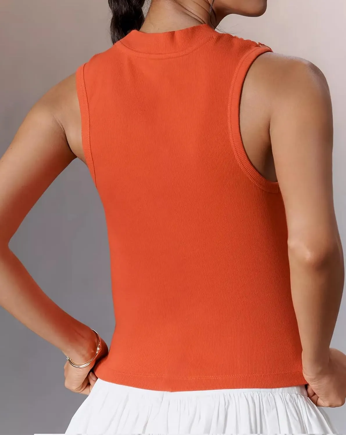Womens 3D Flower Applique Tank Top 2025 Cute Floral Mock Neck Sleeveless Tops Summer Slim Fit Ribbed Knit Shirts