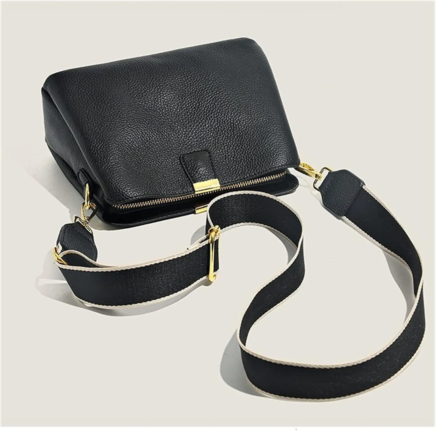 Women's Bucket Shoulder Bag Women's Handbag Wide Shoulder Strap Women's Crossbody Bag Cowhide Handbag (Yellow 9 * 7 * 4in)