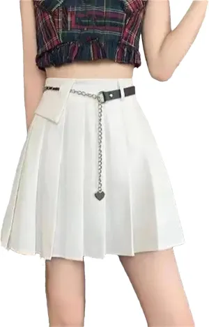 Women's Fashion High Waist Slim Casual Versatile Skirt Summer Solid Color A-Line Pleated Skirt