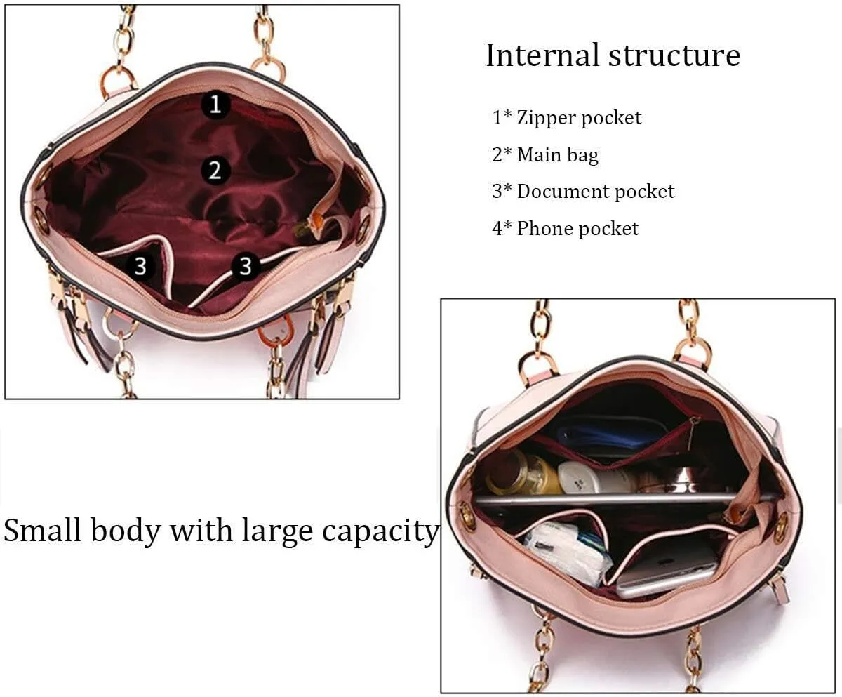 Women's Handbags Stitching Color Purses Ladies Leather Shoulder Bags Chain Top Handle Bags Multicolor Tote