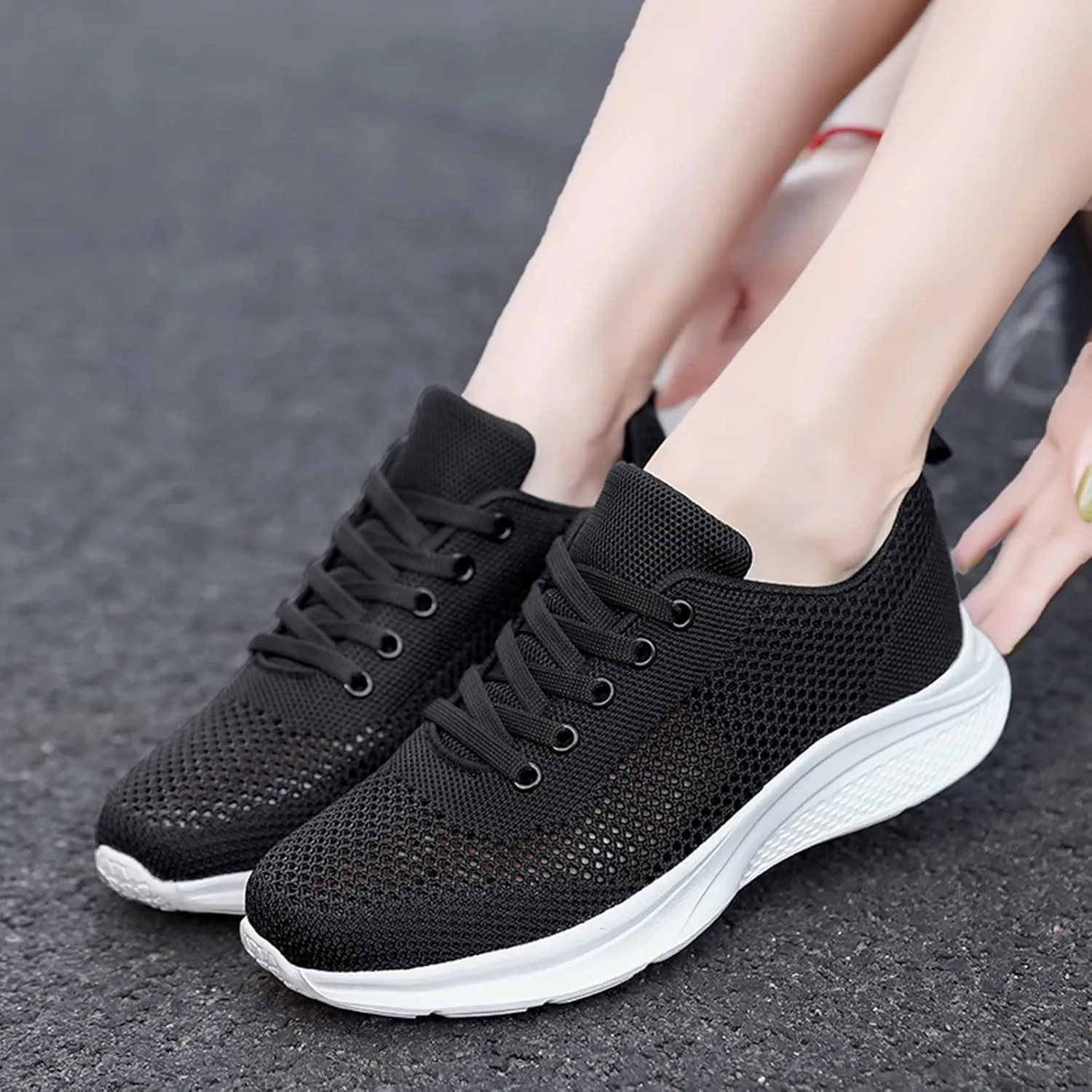 Women's Lace Up Walking Shoes Lightweight Casual Running Sneakers Womens Tennis Shoes Wide Width Shoes Casual Casual Sneakers White Tennis Shoe Trainers Shoe