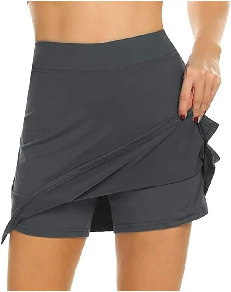 Womens Mini Skorts Sexy Mid-Waisted Pencil Bodycon Short Skirts with Side Split 2025 Tennise Sport Skort