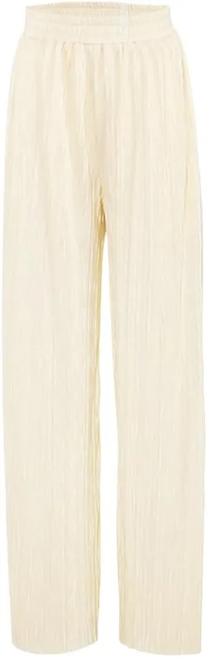 Women's Solid Color Pleated Wide-Leg Pants 2-Piece Set Ladies Casual Loose Pants Suit Long Wide-Leg Pants