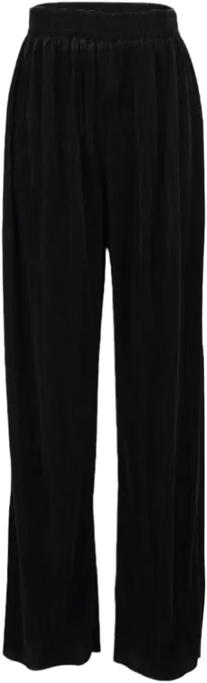 Women's Solid Color Pleated Wide-Leg Pants 2-Piece Set Ladies Casual Loose Pants Suit Long Wide-Leg Pants