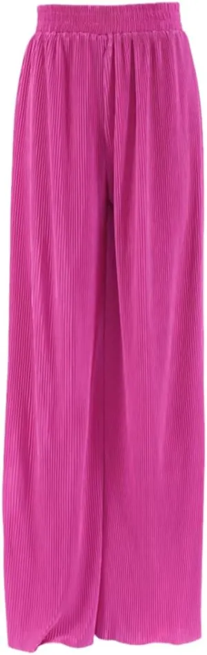Women's Solid Color Pleated Wide-Leg Pants 2-Piece Set Ladies Casual Loose Pants Suit Long Wide-Leg Pants