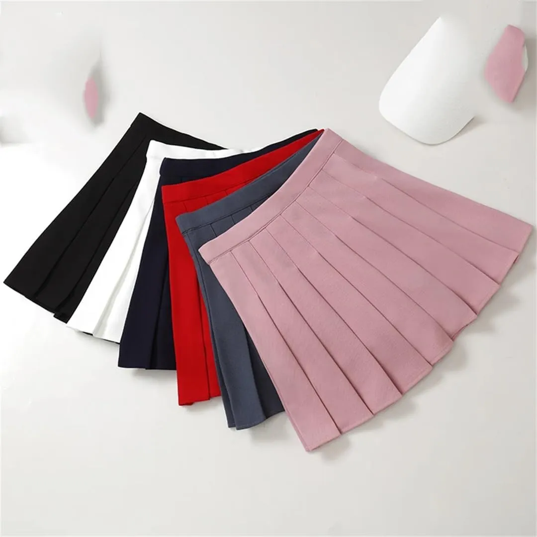 Women's Summer Pleated Skirt Elastic High Waist Mini Workout Skirt