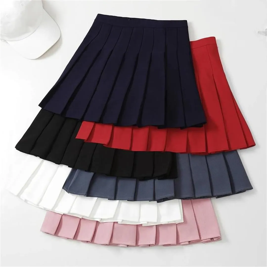 Women's Summer Pleated Skirt Elastic High Waist Mini Workout Skirt