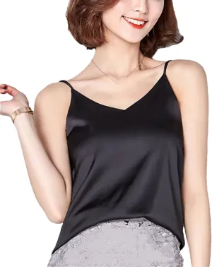 Women's Summer Satin Silk Tank Female Basic Spaghetti Strap Tops Sleeveless Camisoles