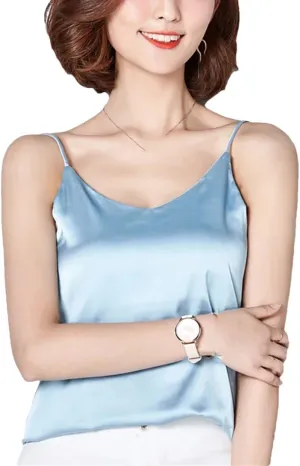 Women's Summer Satin Silk Tank Female Basic Spaghetti Strap Tops Sleeveless Camisoles
