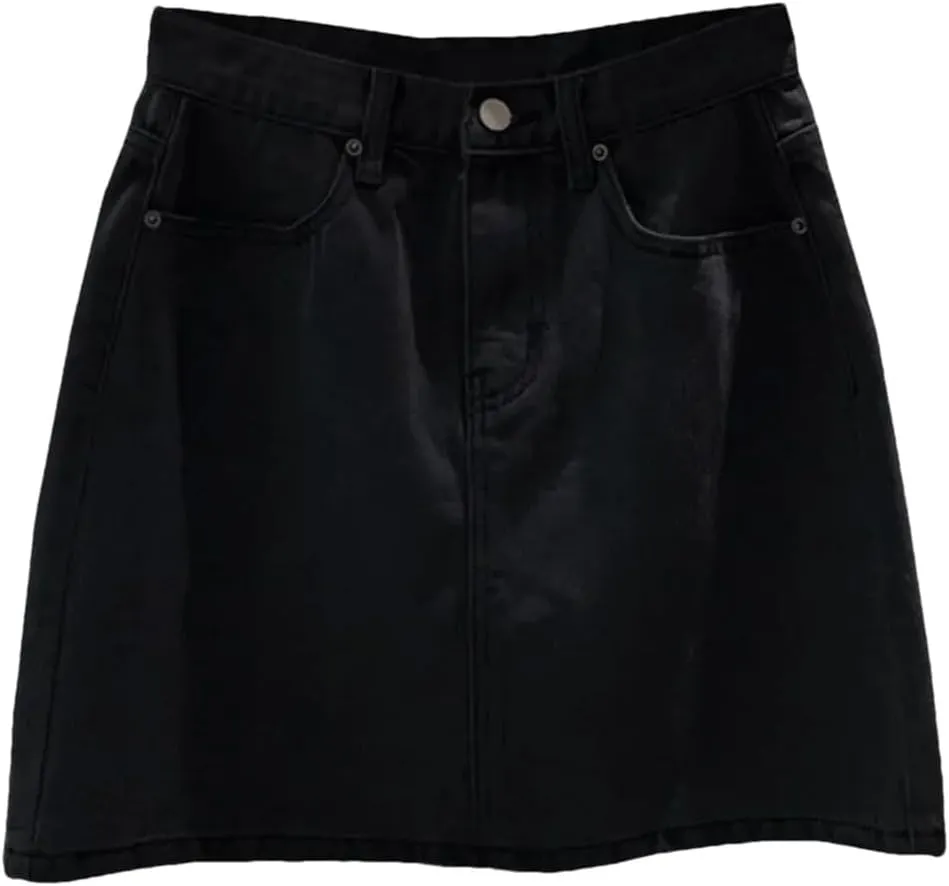 Women's Vintage High Waisted A-Line Denim Skirt 2025 Summer Bodycon Mini Skirt